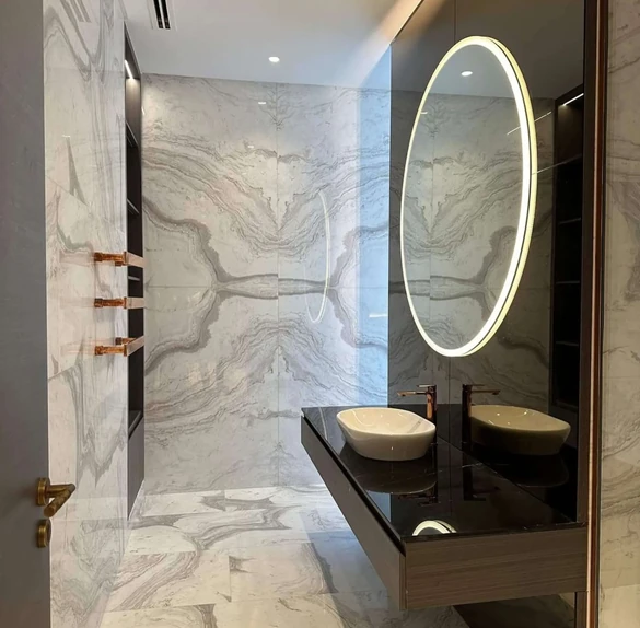 Mirror polished Italian marble floor after installation in Hyderabad