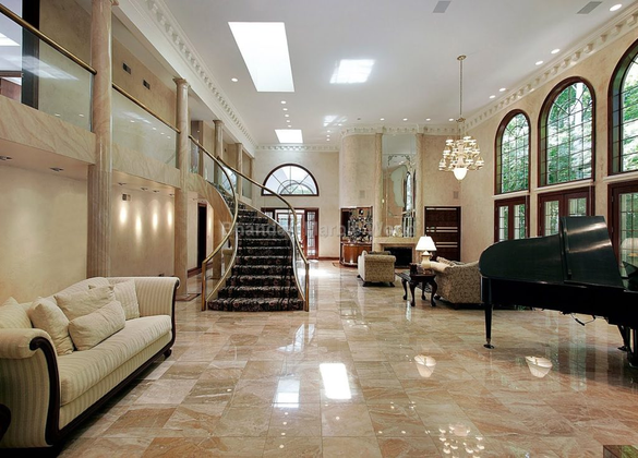 Italian marble flooring installation in a Hyderabad villa